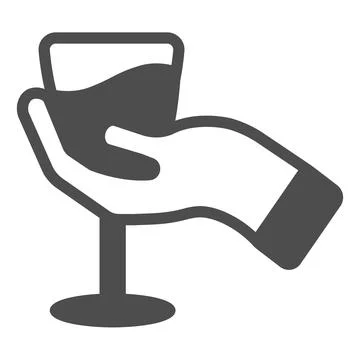 Hand with glass of wine solid icon, winery concept, wineglass in hand vector 스톡 일러스트
