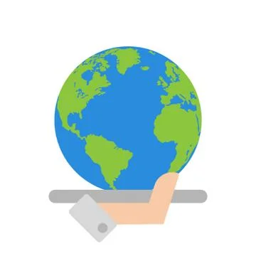 Hand with global planet vector Stock Illustration