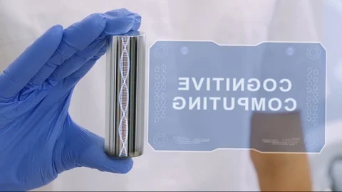 Hand in glove with hologram Cognitive computing Stock Footage 116873085