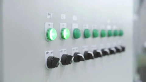 Hand with gloves turn on 2 Machine Industrial Switchboard 50fps Vídeos de archivo 247557965