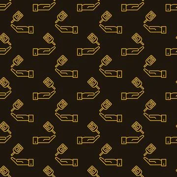 Hand with Glucometer vector line dark seamless pattern 스톡 일러스트