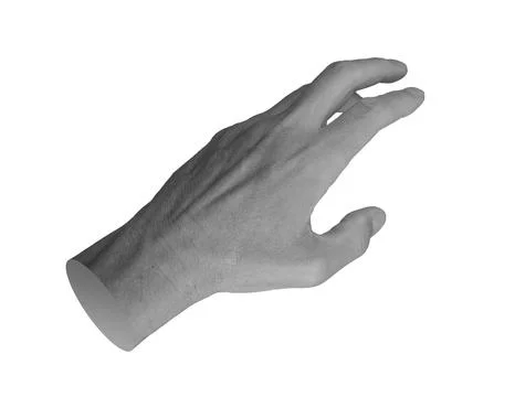 Hand grab, take, catch something invisible, icon gesture isolated on white Stock Photos