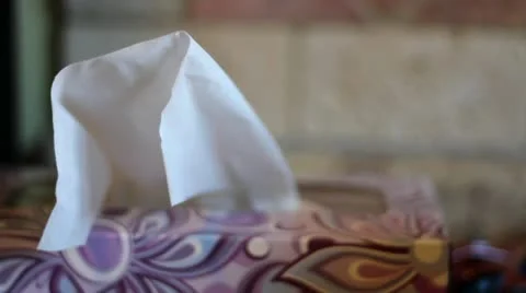 Hand Grabs Kleenex From Box Stock Footage