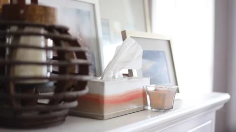 Hand grabs a kleenex Stock Footage 64223227