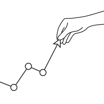 Hand with graph like cost increase Illustrazione stock
