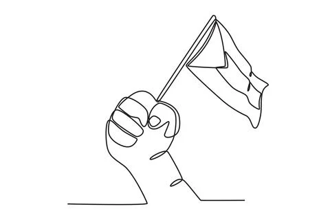 A hand grasps the Palestinian flag Stock Illustration