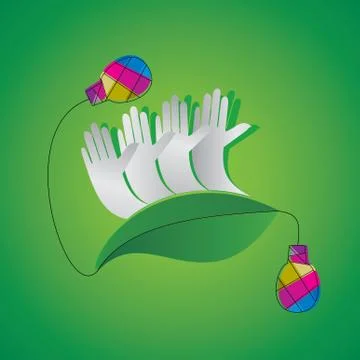 Hand with green leaf Stock Illustration