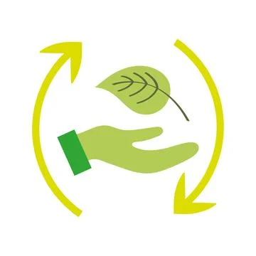 Hand with green leaf Stock Illustration