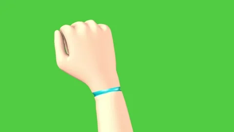 The hand on the green screen is waving his fist. 3D animation Stock Footage 201072749