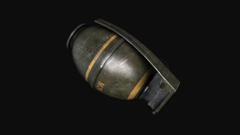 Hand grenade. Animation of Hand grenade on black background. Rotating Hand Stock Illustration