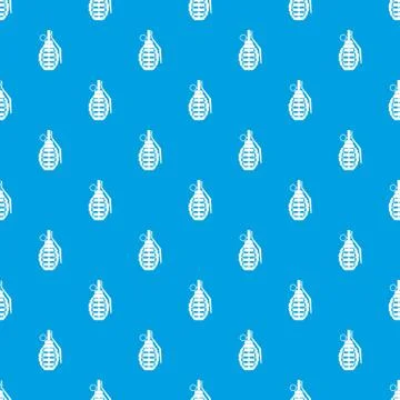 Hand grenade, bomb explosion pattern seamless blue イラスト素材