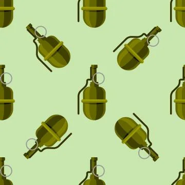 Hand grenade bomb explosion weapons seamless pattern background vector Stock Illustration