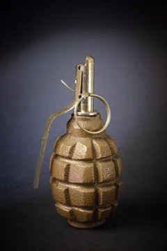 Hand grenade on a dark background Stock Photos