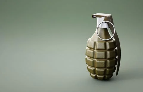 Hand grenade on green background Stock Illustration