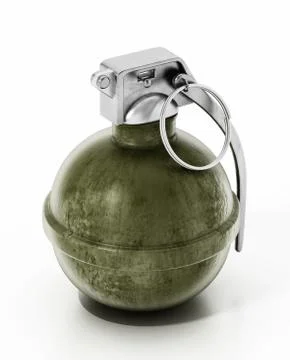 Hand grenade isolated on white background. 3D illustration イラスト素材