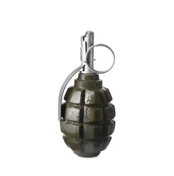Hand grenade isolated on white background. Explosive weapon Stock Photos