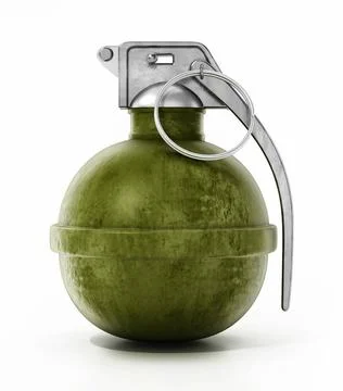 Hand grenade isolated on white background. 3D illustration Hand grenade is... 스톡 사진