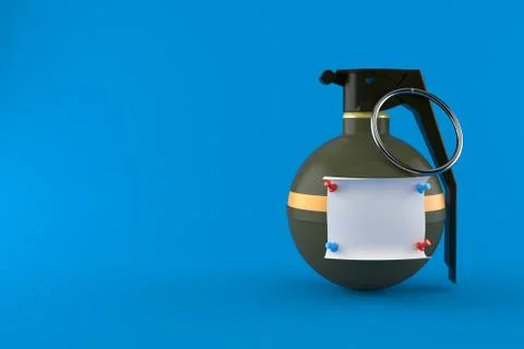 Hand grenade with note Stock Illustration