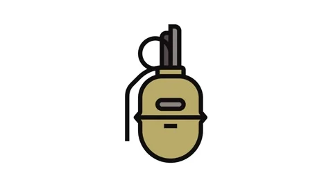 Hand grenade weapon war color icon animation Stock Footage 326098162