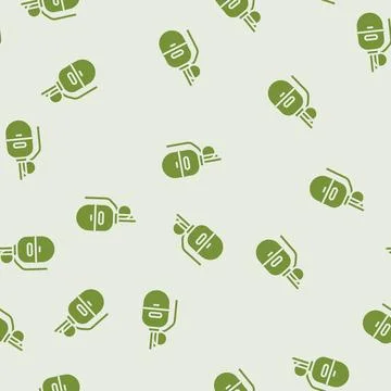 Hand grenade weapon war glyph seamless pattern Stock Illustration