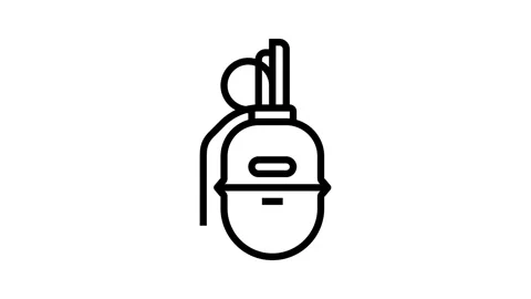 Hand grenade weapon war line icon animation Stock Footage 326134674