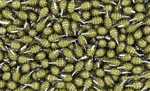Hand grenades background, wallpaper. 3D rendering Stock Illustration