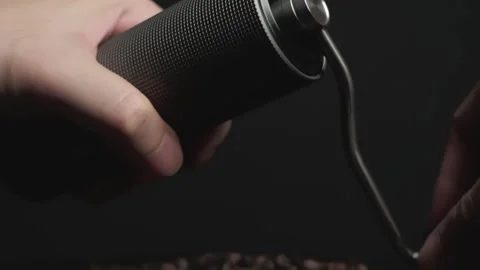 Hand Grinding Coffee Beans in Manual Grinder Stock Footage 277217095