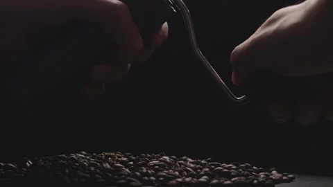Hand Grinding Coffee Beans in Manual Grinder Stock Footage 277217112
