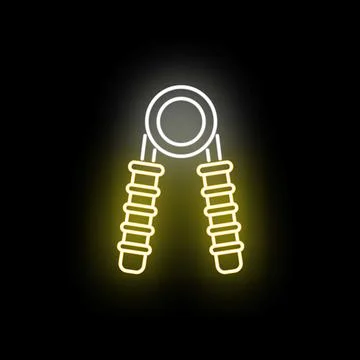 Hand grip exerciser glowing neon icon for fitness Ilustración de archivo