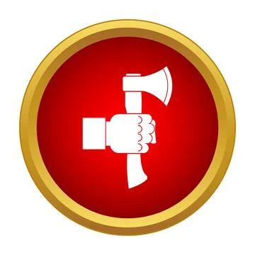 Hand gripping axe, red circle icon symbol Ilustración de archivo