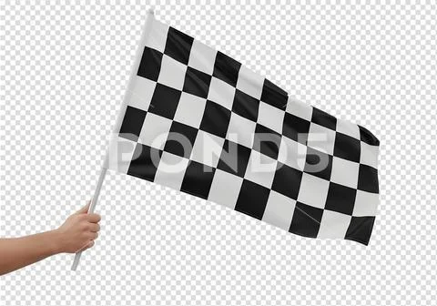 Hand gripping race flag, speed competition concept PSD Template