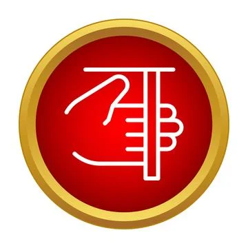 Hand gripping vertical bar in red circle icon Stock Illustration