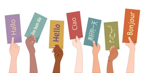Hand up group of multicultural Stock Illustration