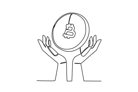 Hand guarding Bitcoin Stock Illustration