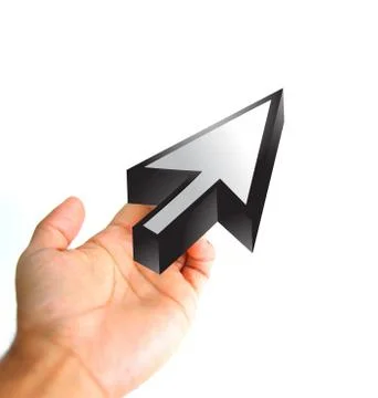 Hand guided by a computer cursor. Stock Photos