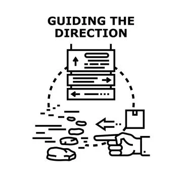Hand guiding path direction with navigation signs Stock Illustration