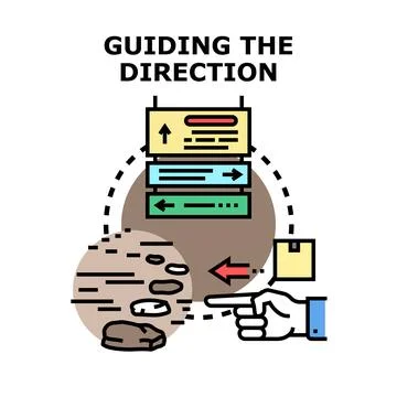 Hand guiding path direction with navigation signs Stock Illustration