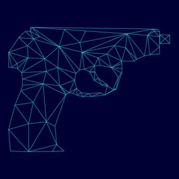 Hand gun low poly triangulation triangulated polygonal electric cyan blue v.. Stock Illustration
