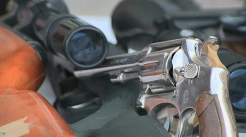 Hand gun pistol Stock Footage 33280294