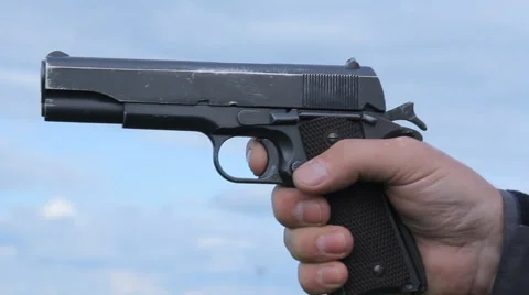 Hand Gun Shoot Stock Footage 64268505