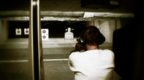 Hand Guns-shooting range-2 Stock Footage 797546