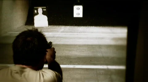 Hand Guns-shooting range-3 Stock Footage 797533