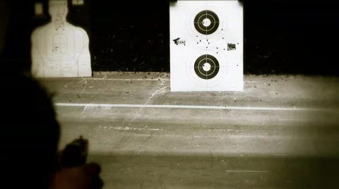 Hand Guns-shooting range-4 Stock Footage 797528