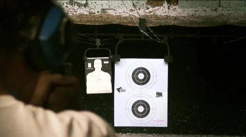Hand Guns-shooting range-6 Stock Footage 797520