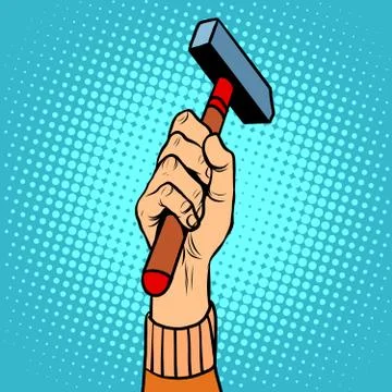 Hand with hammer vector illustration Stock Illustration