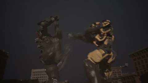 Hand-to-hand combat between robots during an artificial intelligence coup Stock Footage 288586174