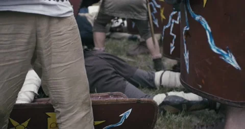 Hand-to-hand combat between Roman legionnaires and barbarians 32 Stock Footage 152793635