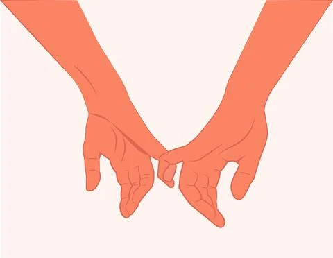 Hand in hand gestures. Shaking hands of two lovers. vector illustration Stock Illustration