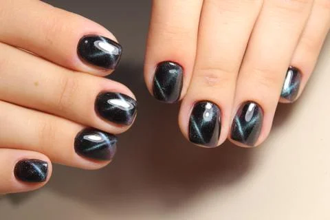 Hand on hand with nice manicure. Shellac complete Stock Photos