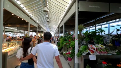 Hand in Hand Romantic Couple Exploring the Public Market in Porto, Portugal Stock Footage 277643927